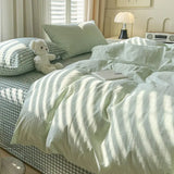 Pink Solid Bedding Set With Duvet Cover & Pillowcases 4 pcs
