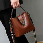 Real Oil Wax Leather Women's Bucket Bag - Large Capacity  Clean Vanilla Store