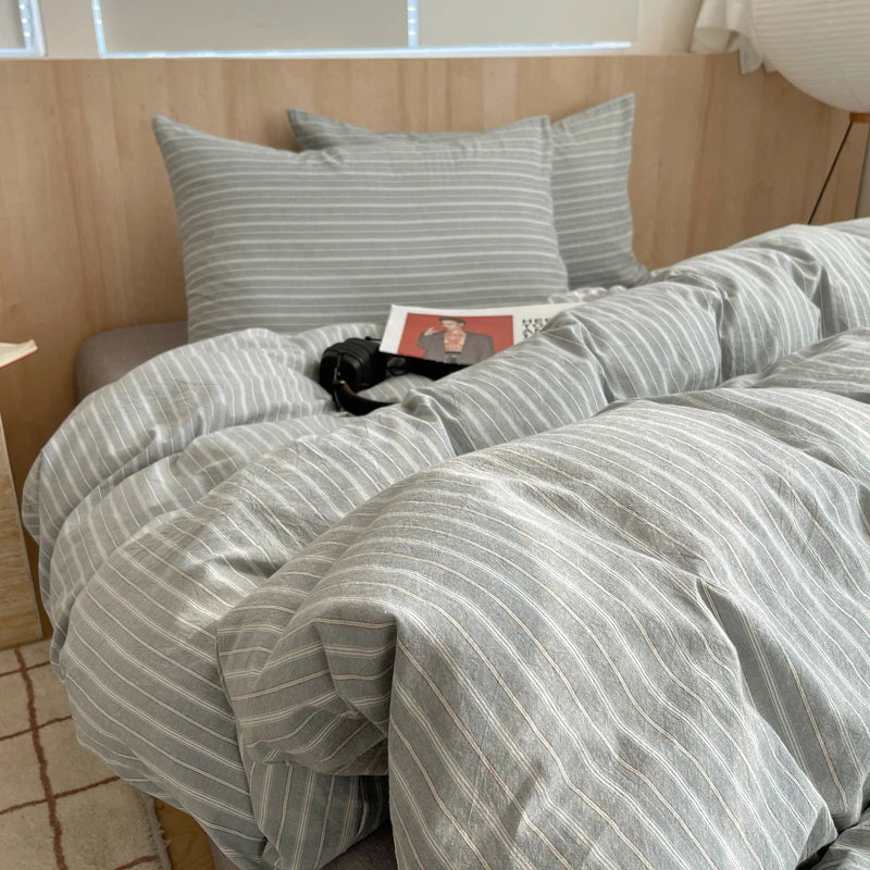 Korean Cotton Pink Stripes Duvet Cover 150x200 Size