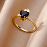Gold Color Stainless Steel Adjustable Heart Ring