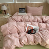 Korean Cotton Pink Stripes Duvet Cover 150x200 Size