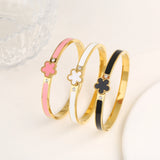 6 Colors Luxury Stainless Steel Flower Bangle