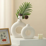 Imitation Ceramic Pure White Vase Donut Design  Clean Vanilla Store