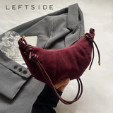 LEFTSIDE 2024 Retro Splicing Leather Shoulder Bag