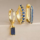 3PCS Water Drop Pendant Hoop Earrings Set for Women