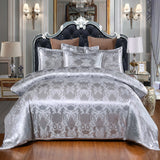 Floral Jacquard Satin Duvet Cover Set, 3 Piece