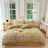 Colorful Cotton Plaid Duvet Cover Set, 3 Pcs