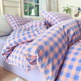 Colorful Cotton Plaid Duvet Cover Set, 3 Pcs