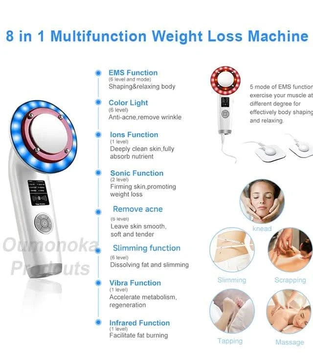 HIFU LED Red Light Face Lifting Machine Facial Appliance Skincare Red Light Therapy Vibrating Beauty Health Portable Airbrush - Clean Vanilla