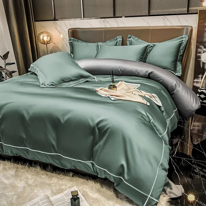 White Egyptian Cotton Bedding Set with Embroidery 4 pcs