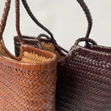 Genuine Leather Hand-Woven Vintage Tote Bag