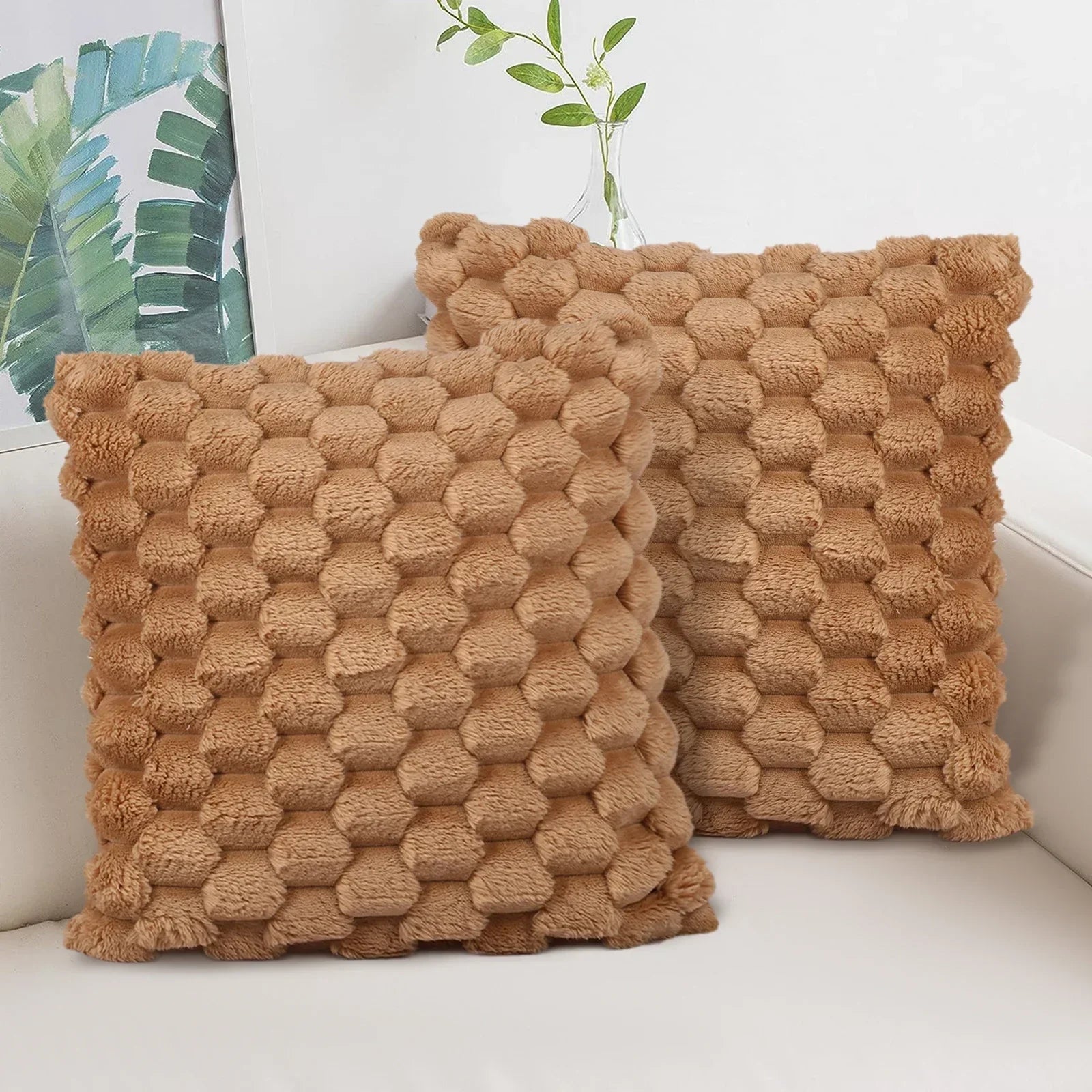 Super Soft Cozy Faux Fur Throw Pillow Covers 2pcs