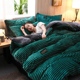 Ultra Soft Velvet Corduroy Duvet Cover Set 3pcs