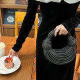 Gold Luxury Handwoven Hobo Evening Clutch Bag