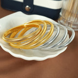 Stainless Steel Texture Flex Cuff Bracelet Women Gifts