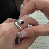VENTFILLE 925 Sterling Silver Water Droplets Cross Ring