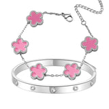 2pcs Sparkle Stainless Steel Bracelets for Women