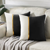 Blue Velvet Gold Bar Cushion Case Set of 2