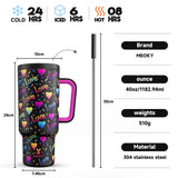 Meoky 40oz Tumbler with Straw, Insulated Car Mug