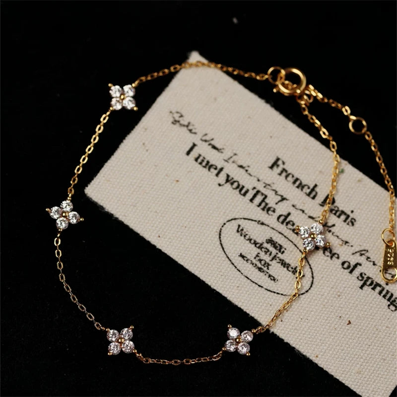 2024 New Crystal Flower Stainless Steel Bracelet Women