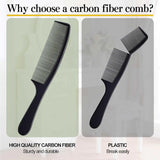 Premium Black Carbon Fiber Combs Set for Styling - 4 Pieces