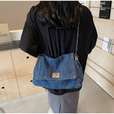 Denim Chain Crossbody Bag for Daily Work & Travel