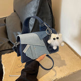 JIOMAY Fashion Blue Color Block Denim Shoulder Bag