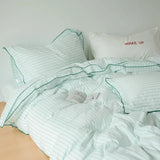 Mint Manbo Rolled Edge Washed Cotton Bed Set