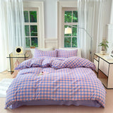 Colorful Cotton Plaid Duvet Cover Set, 3 Pcs