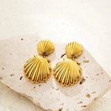 Vintage Gold Plated Snail Shell Earrings for Women