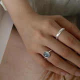 VENTFILLE 925 Sterling Silver Water Droplets Cross Ring