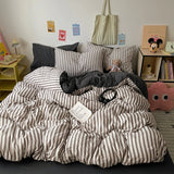 Pink Stripe Bedding Duvet Cover Set with Pillowcase