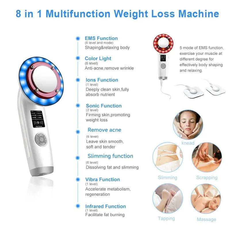 HIFU LED Red Light Face Lifting Machine Facial Appliance Skincare Red Light Therapy Vibrating Beauty Health Portable Airbrush - Clean Vanilla