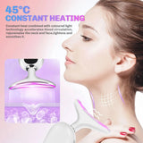 EMS Face Neck Lift Beauty Device Facial Massager Red Light Therapy Double Chin Remover Skin Rejuvenation Tightening Anti Wrinkle - Clean Vanilla