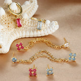 3PCS Stylish Stainless Steel Birthstone Earrings Set