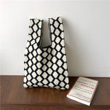 Designer Plaid Woven Shoulder Bag Tote Chic