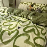 INS Gentle Pink Rose Bedding Set for Girls Women Kawaii 4 pcs