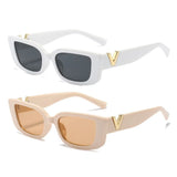Retro Rectangle Sunglasses Unisex with V-Shaped Foots