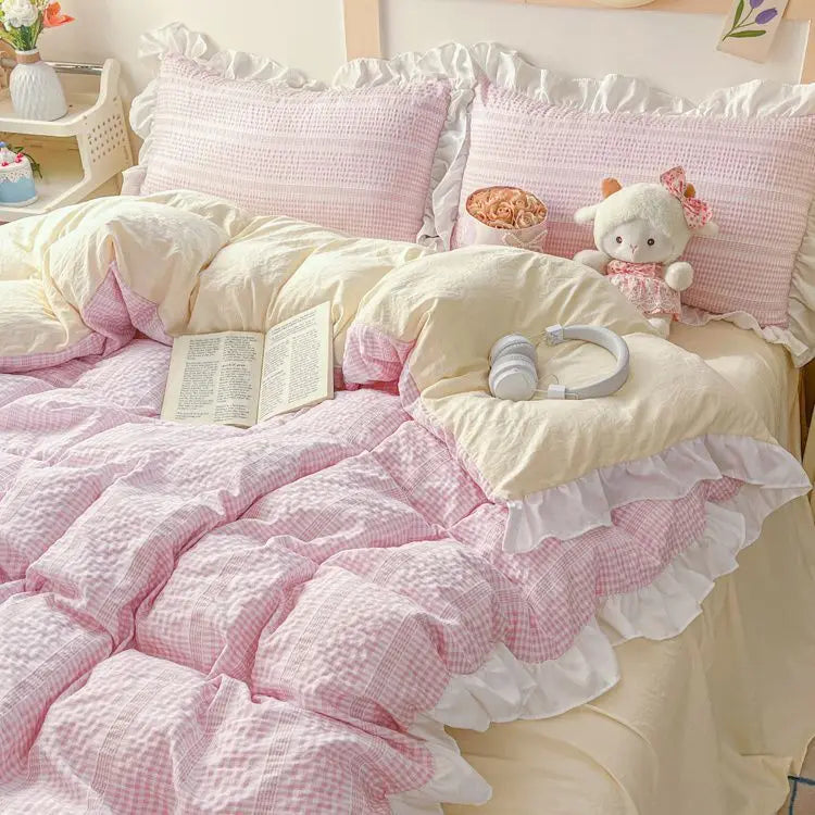 Ins Princess Style Ruffle Bedding Set 4pcs