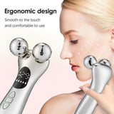 Electric Facial EMS Micro-current Beauty Instrument LED Display Face Lift 4D Roller Massager Skin Tighten Massage Beauty Device - Clean Vanilla