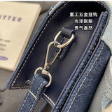 New Fashion Color Block Denim Square Shoulder Bag