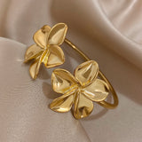 Greatera Waterproof Gold Flower Cuff Bracelet for Women