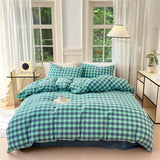 Colorful Cotton Plaid Duvet Cover Set, 3 Pcs