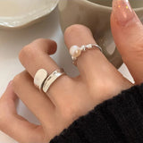 VENTFILLE 925 Sterling Silver Water Droplets Cross Ring