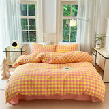 Colorful Cotton Plaid Duvet Cover Set, 3 Pcs