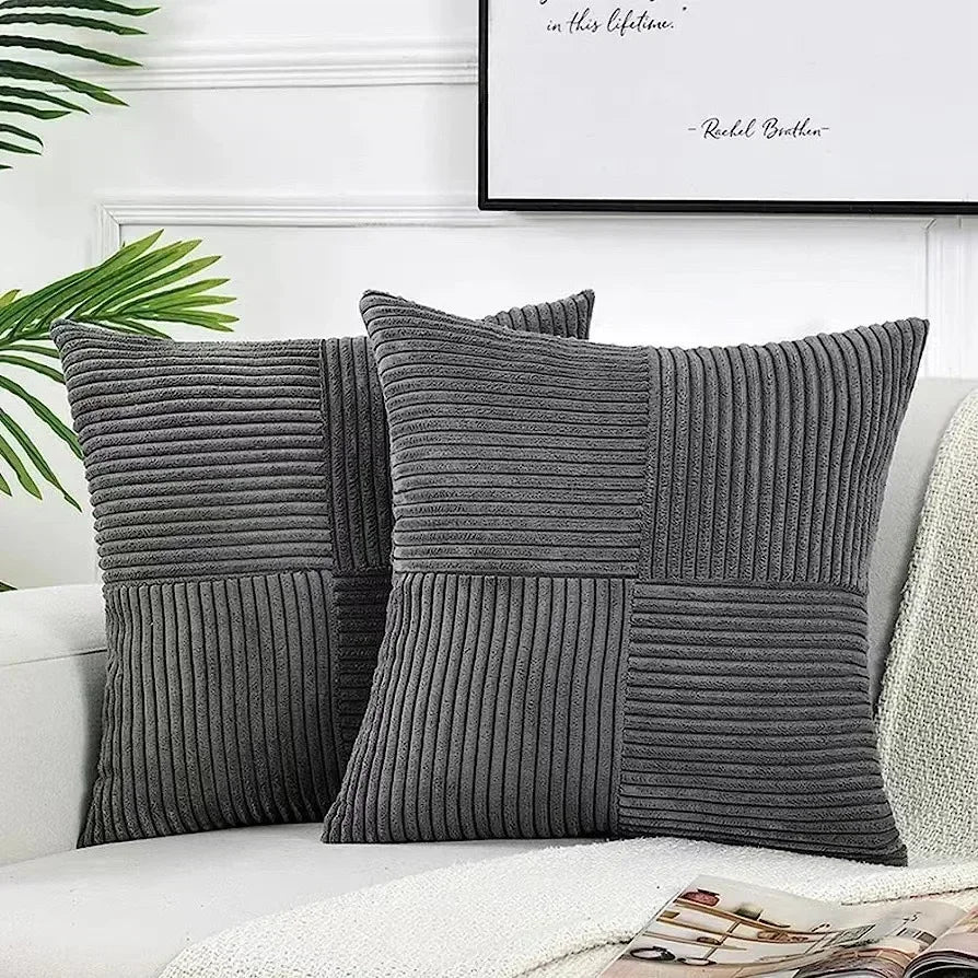 Green Luxury Corduroy Striped Cushion Covers 45x45CM  Clean Vanilla Store