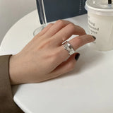VENTFILLE 925 Sterling Silver Water Droplets Cross Ring
