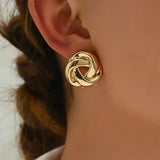 Geometry Twists UV Golden Stud Earrings for Women