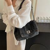 Denim Chain Crossbody Bag for Daily Work & Travel