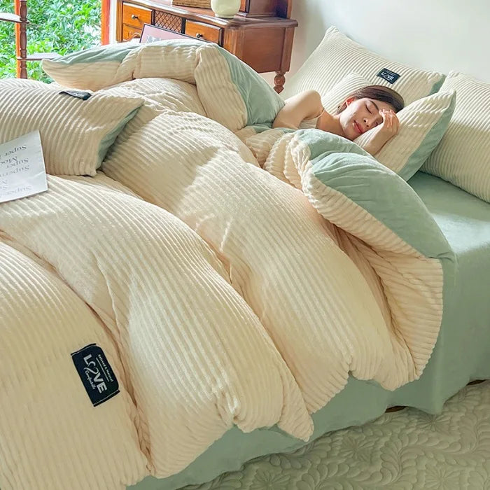 Winter Warm 3pcs Duvet Cover Set, Flano Fleece
